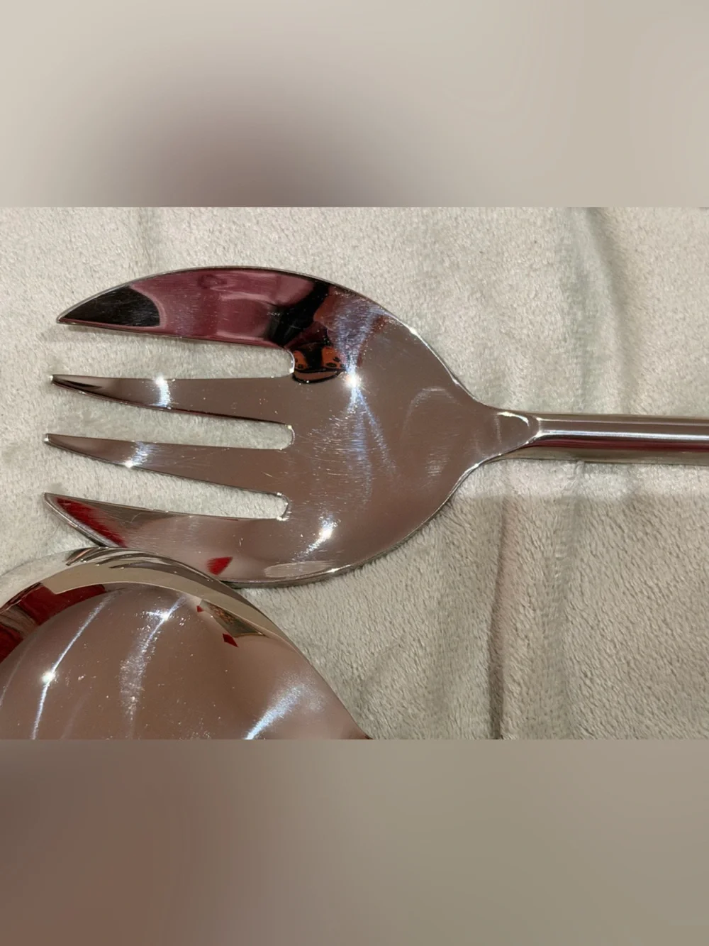 Pottery Barn Wood Ornamental Serving Spoon and Fork Stainless Steel Serving Set